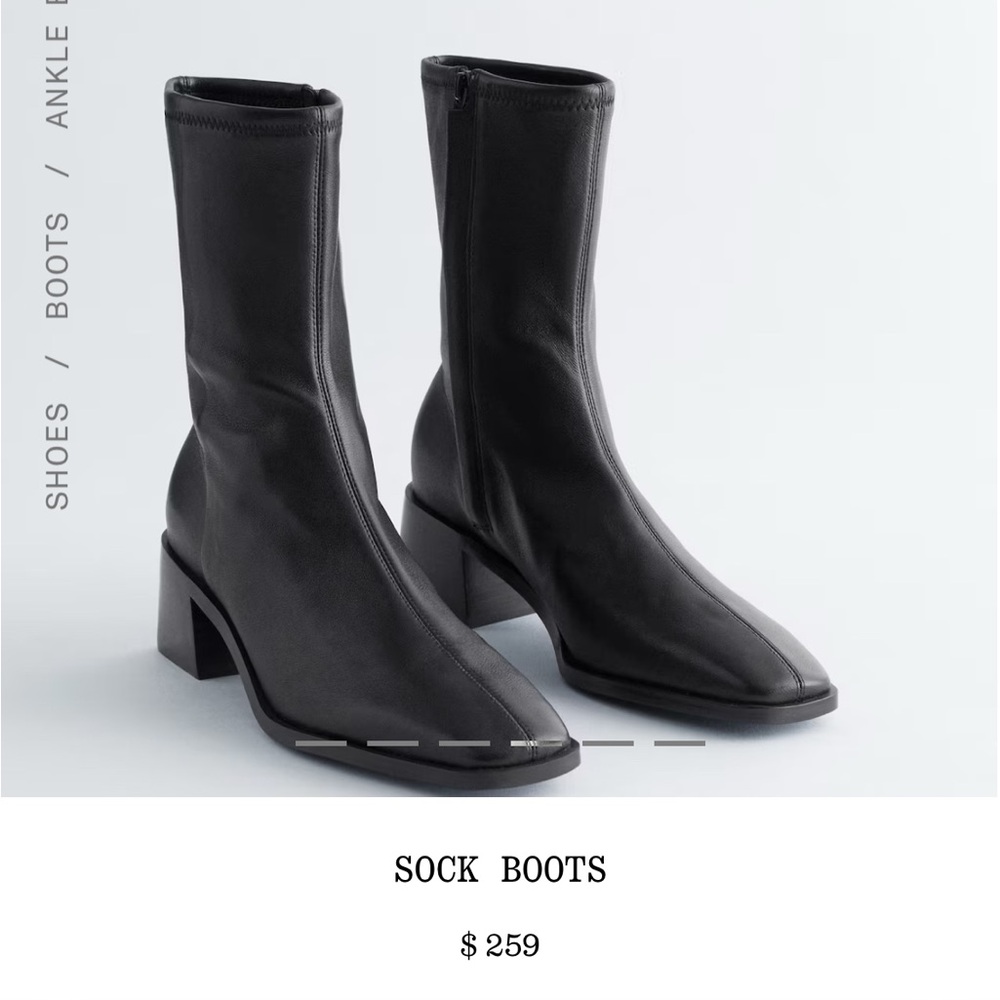& other stories Black Leather Ankle Boot -Size 9